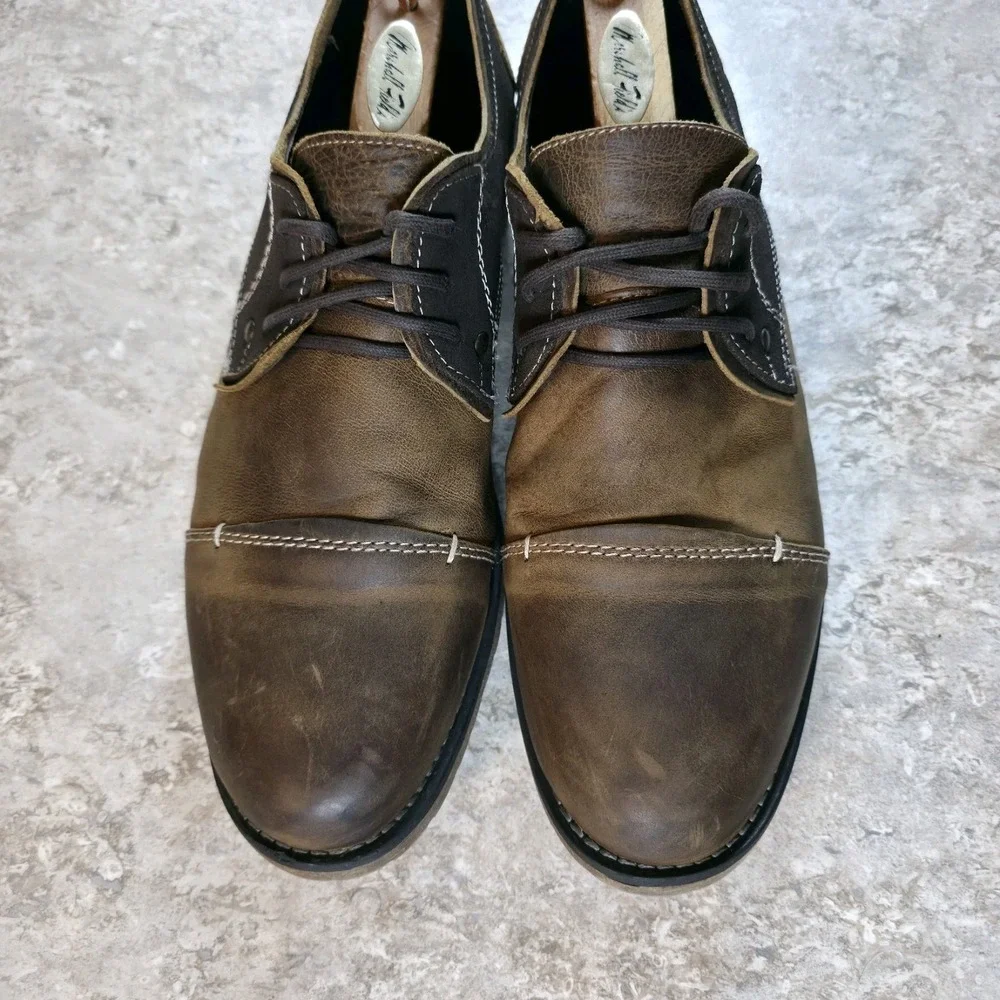Bed Stu Brown Leather Derby Oxfords Men's Size 11 Dress Distressed Shoes Grunge